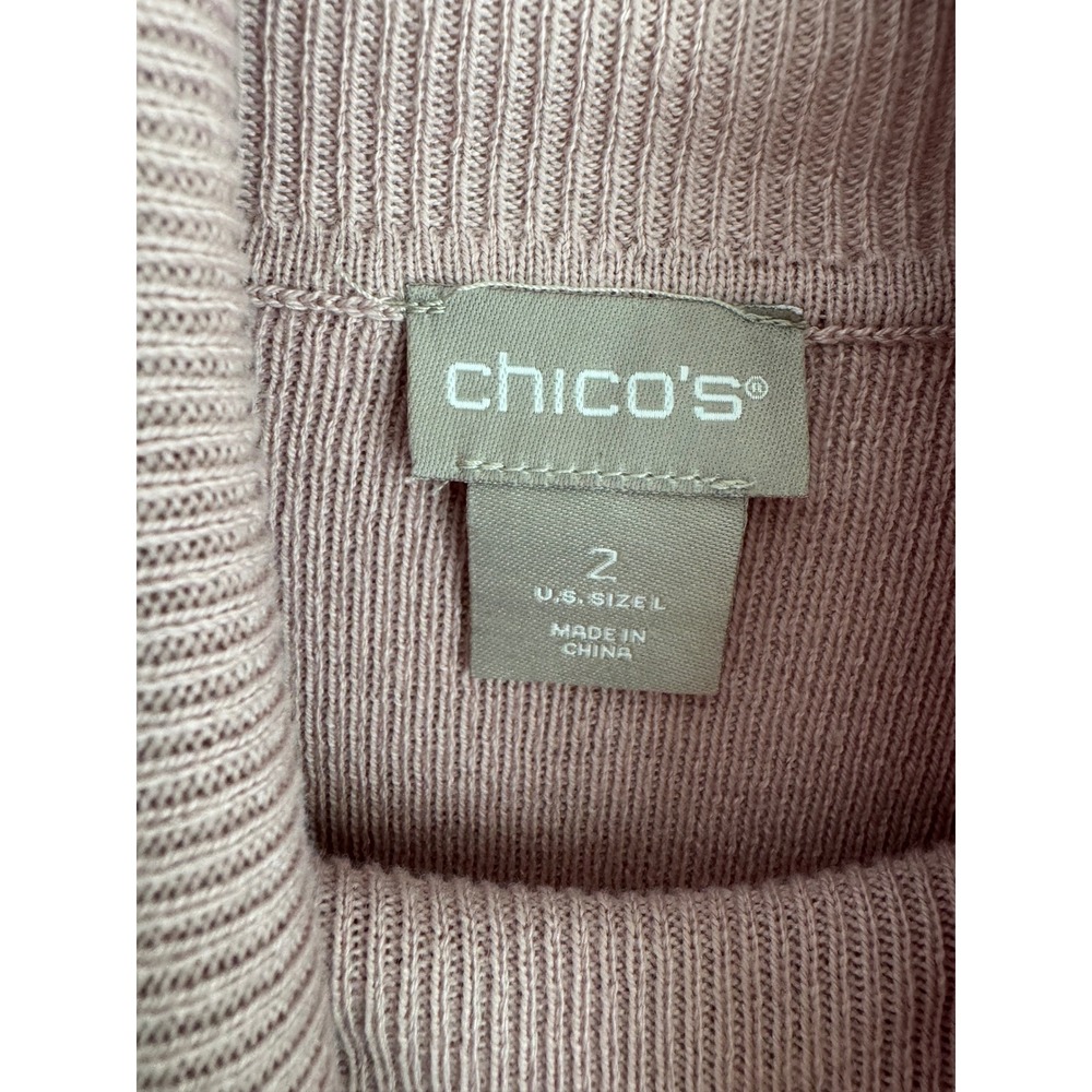 Chicos Womens Pink Coolmax Cotton Blend Turtleneck Sweater Size L NEW - Picture 4 of 10